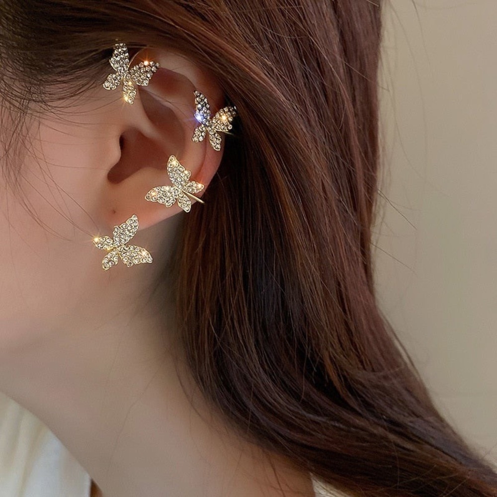 Silver/gold Elegant Easy Clip Butterfly Earrings - Picture 13 of 16
